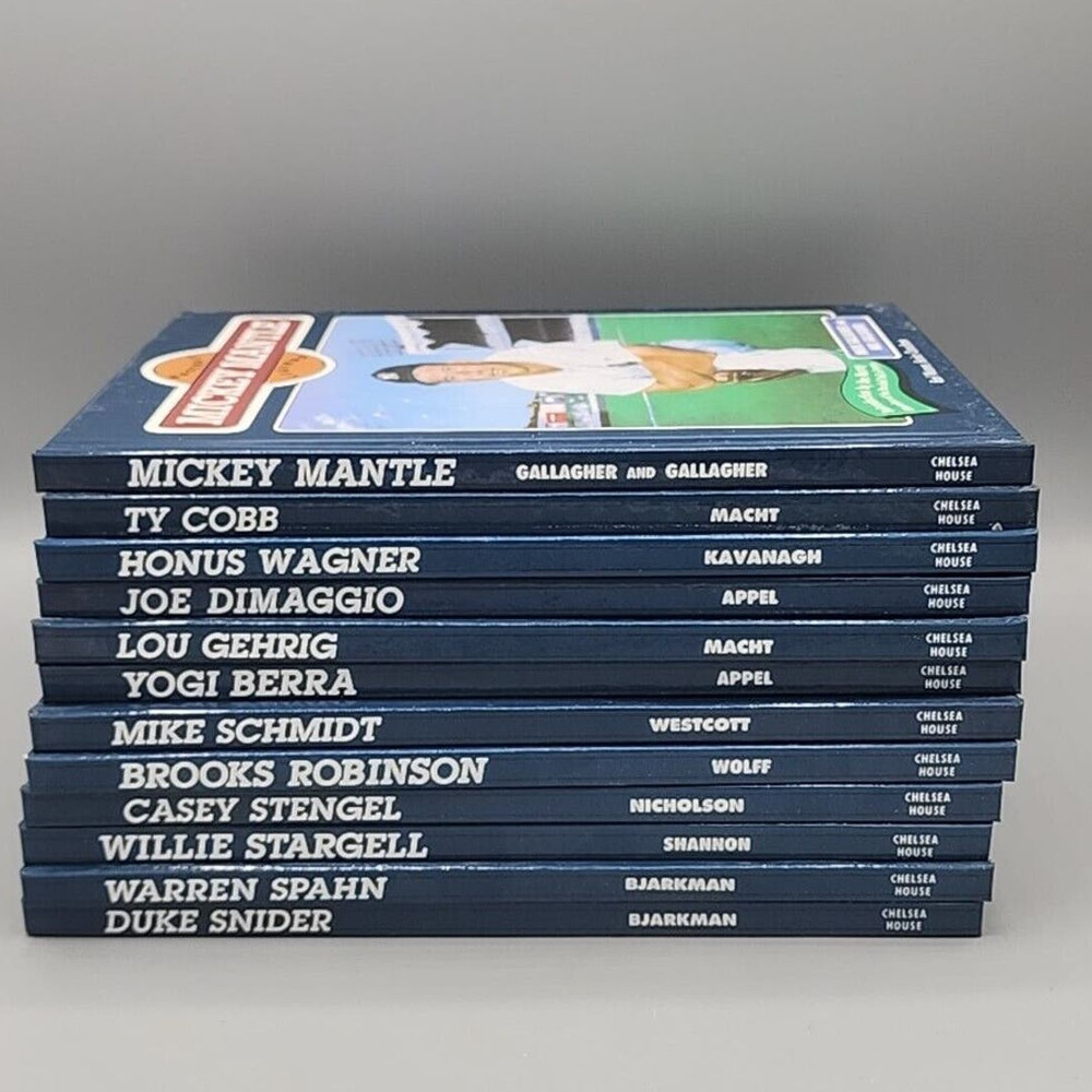 Baseball Legends 12 Books Snyder Mantel, Gehrig Berra Spahn Dimaggio & More